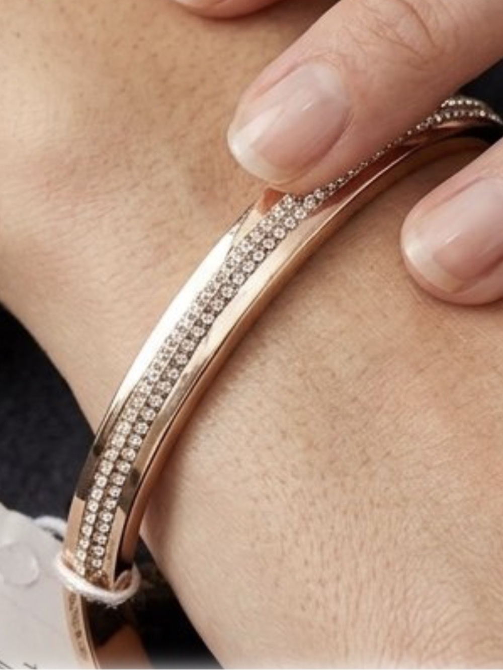 Ralph Lauren Crystal Pave Bangle Bracelet Gold Tone Rhinestone Statement Jewelry